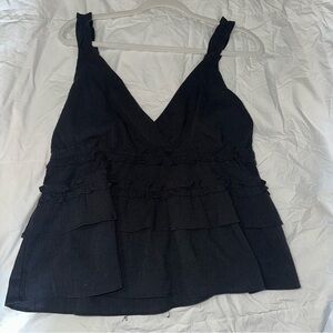 The Impeccable Pig Black Ruffled Tiered Top